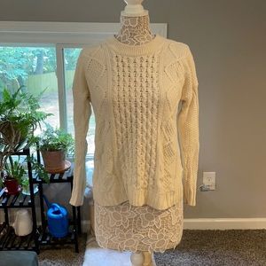 Madewell Cream Fisherman Cableknit Sweater size S